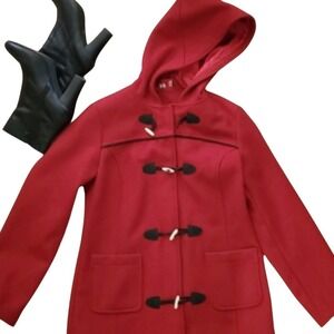 TripTick Cherry Red‎ Womans Wool Toggle Zip Jacket Size Medium